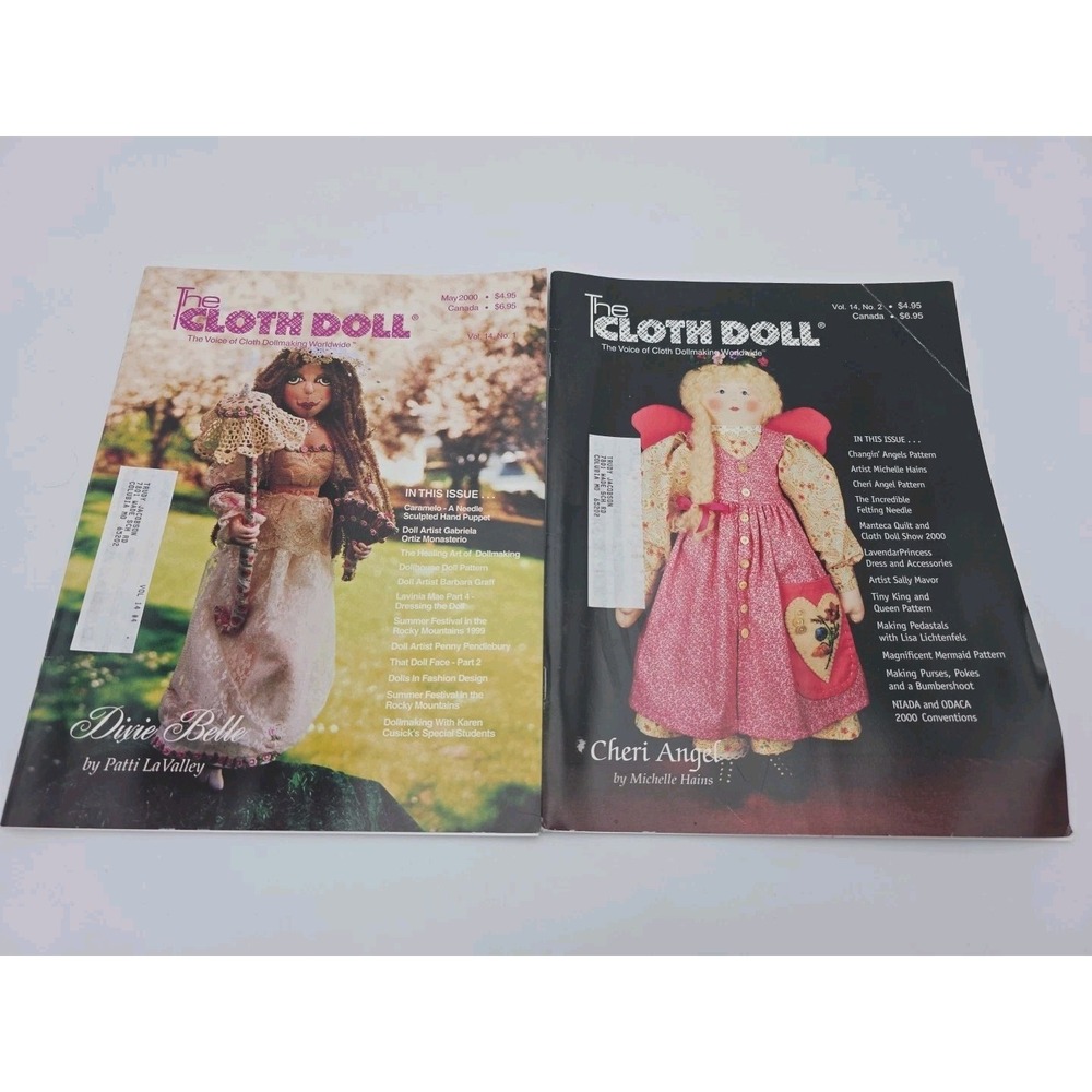 Lot of 2 The Cloth Doll Magazines WITH  PATTERNS, May 2000 Vol 14 No 1&2